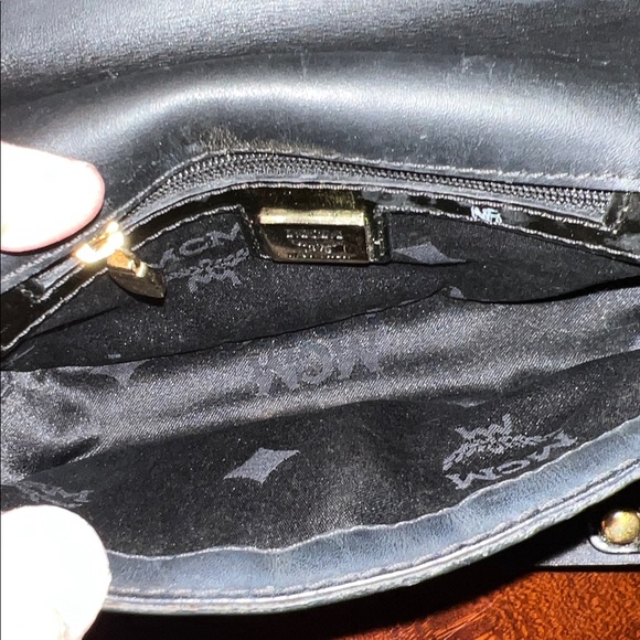 MCM Black Embossed shoulder  Bag with Gold Chain GUC - Picture 9 of 16